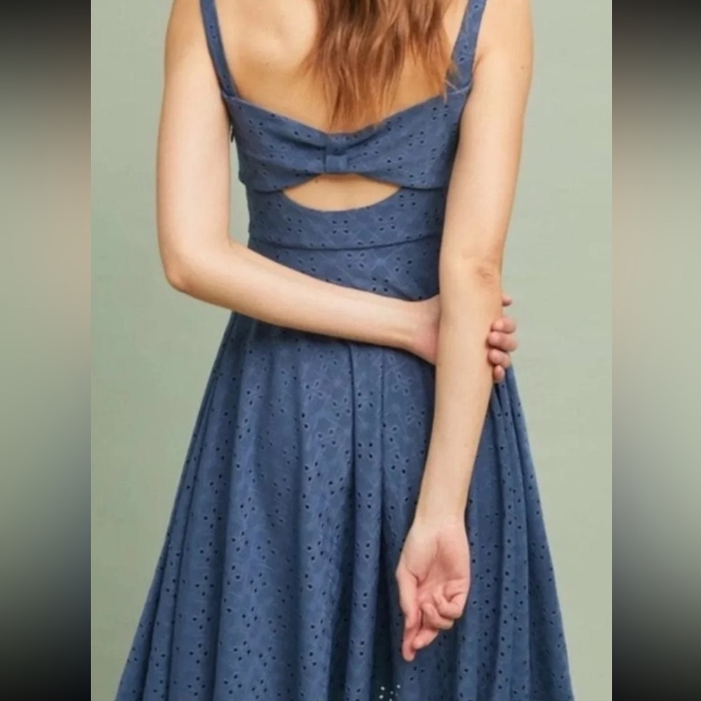 Anthropologie Hutch Navy Blue Eyelet Dress XS